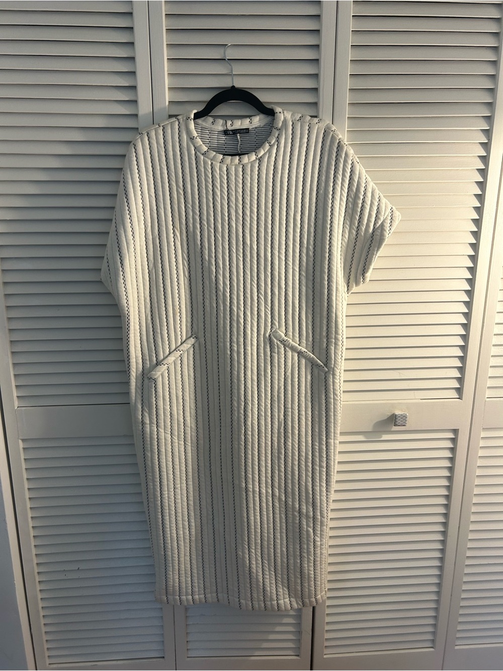 NWT Zara Cream Striped Knit Midi Dress